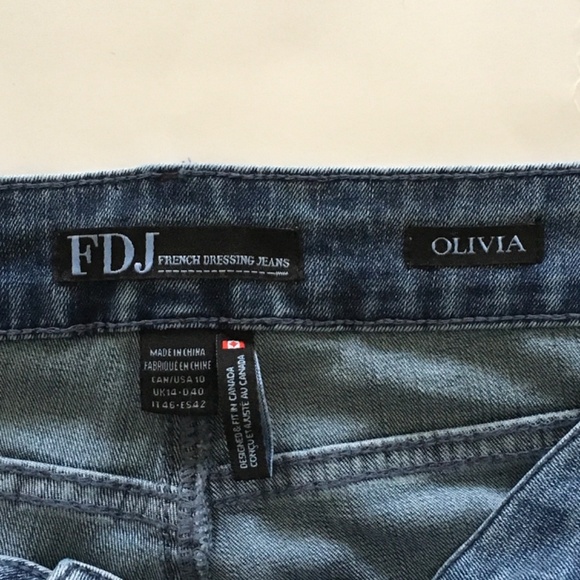FDJ French Dressing Olivia Jeans 10 Blue Embroidered Pencil Ankle Denim Boho - Picture 8 of 13